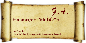 Forberger Adrián névjegykártya